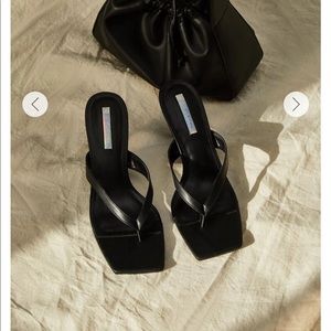 BRAND NEW faux leather thong heels